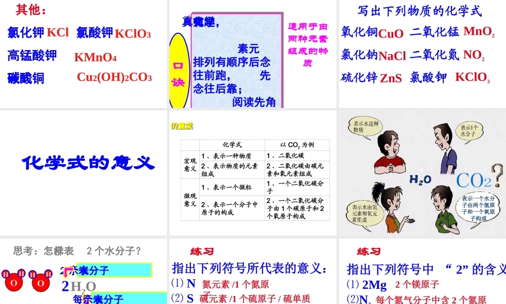 八年级科学上册 第6章 第4节 化学式课件2 （新版）华东师大版-（新版）华东师大版初中八年级上册自然科学课件