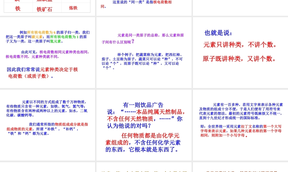 八年级科学上册 第6章 物质的构成 2《元素》课件 （新版）华东师大版-（新版）华东师大版初中八年级上册自然科学课件