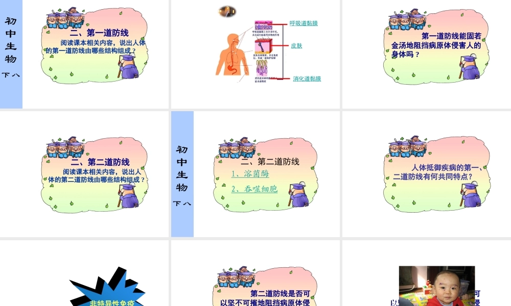 八年级生物下册 第二章 第一节 人体的免疫防线课件 苏科版