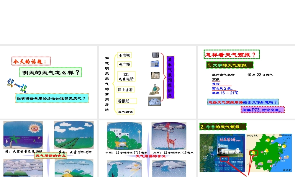 八年级科学上册 第2章 天气与气候 第5节《天气预报》课件1 （新版）浙教版-（新版）浙教版初中八年级上册自然科学课件