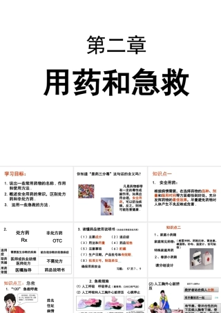 八年级生物下册 第二章 用药和急救课件 新人教版