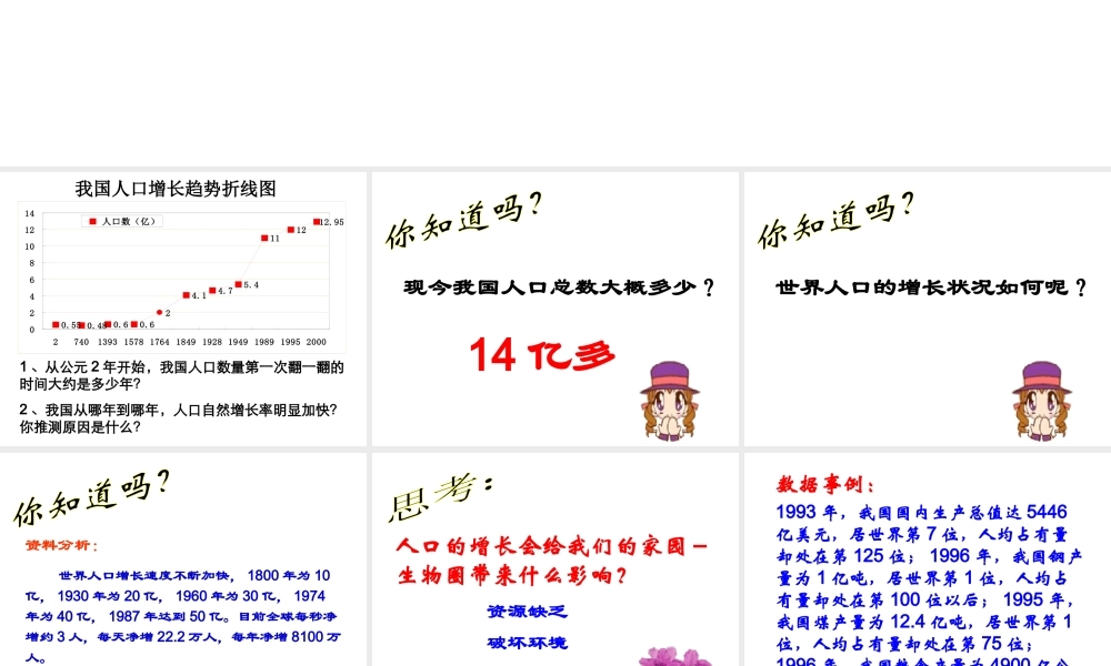 八年级生物下册 第24章 第一节 人口增长与计划生育课件2 （新版）北师大版