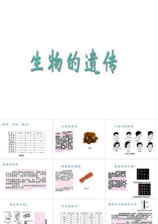 八年级生物下册 第7单元 生命的延续与进化 第22章 第1节《生物的遗传》课件 （新版）苏科版-（新版）苏科级下册生物课件