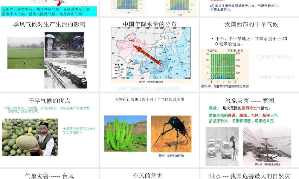 八年级科学上册 第2章 天气与气候 第7节《我国的气候特征与主要气象灾害》课件3 （新版）浙教版-（新版）浙教版初中八年级上册自然科学课件