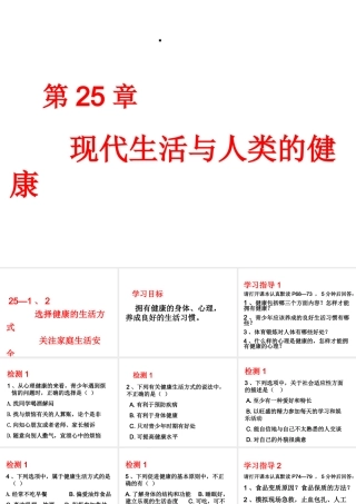八年级生物下册 第25章 第1、2节选择健康的生活方式、关注家庭生活安全课件 （新版）苏科版-（新版）苏科级下册生物课件