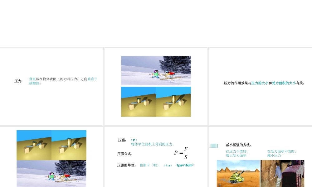 八年级科学上册 第2章 压力 压强 1《压强》课件2 （新版）华东师大版-（新版）华东师大版初中八年级上册自然科学课件