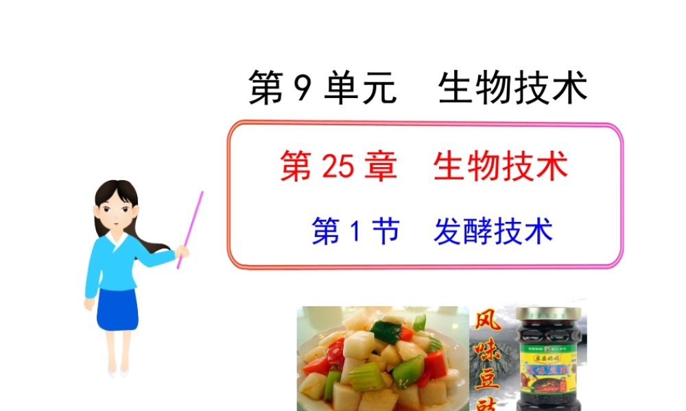 八年级生物下册 第25章 第1节 发酵技术课件 北师大版