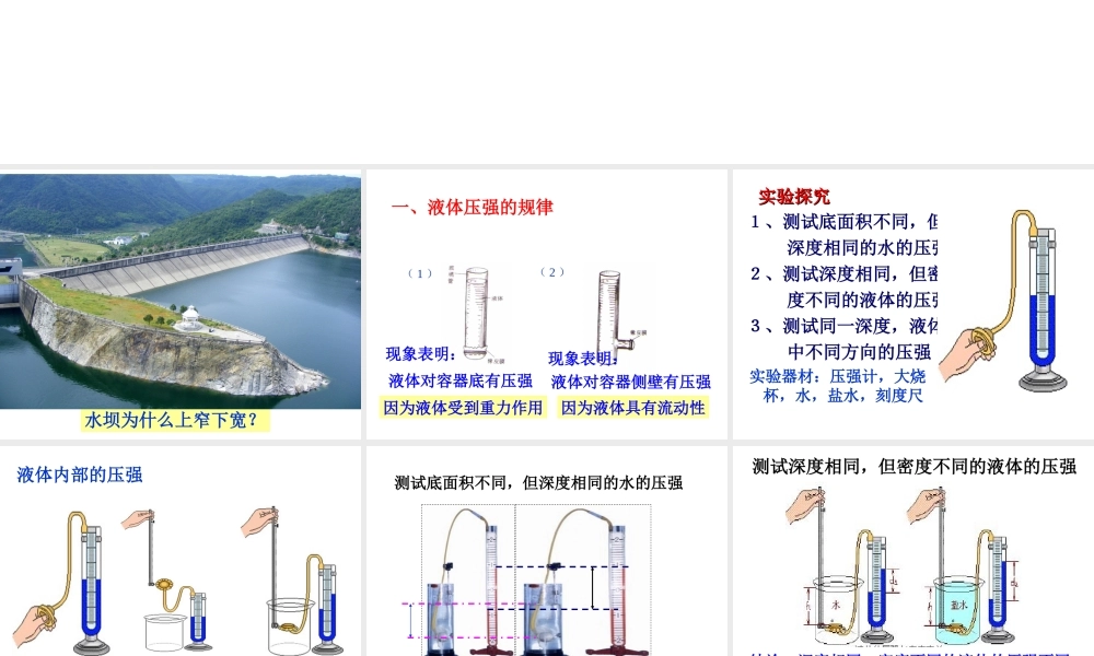 八年级科学上册 第2章 压力 压强 2《液体内部的压强》课件1 （新版）华东师大版-（新版）华东师大版初中八年级上册自然科学课件