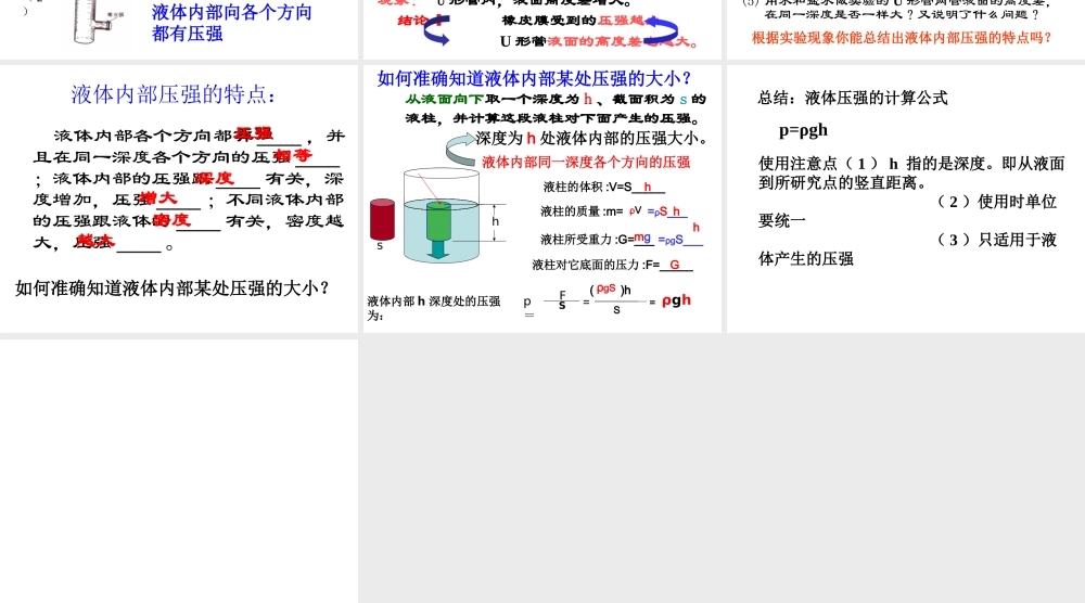 八年级科学上册 第2章 压力 压强 2《液体内部的压强》课件2 （新版）华东师大版-（新版）华东师大版初中八年级上册自然科学课件