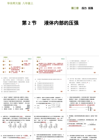 八年级科学上册 第2章 压力 压强 2《液体内部的压强》习题课件 （新版）华东师大版-（新版）华东师大版初中八年级上册自然科学课件