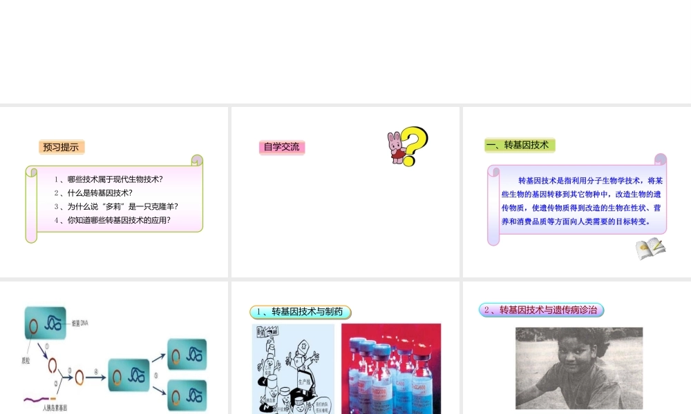 八年级生物下册 第25章 第1节《现代生物技术》课件 北师大版
