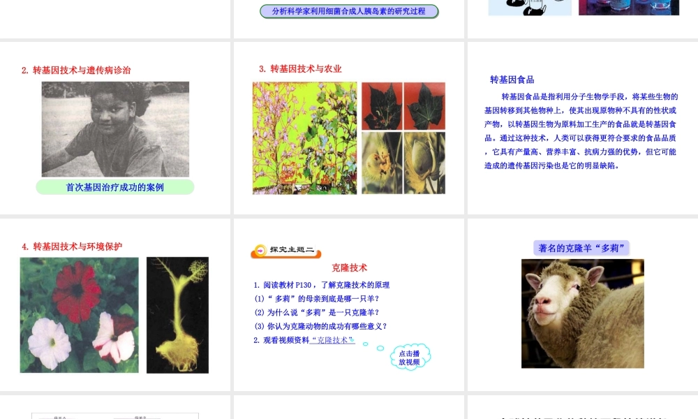 八年级生物下册 第25章 第2节 现代生物技术课件 北师大版