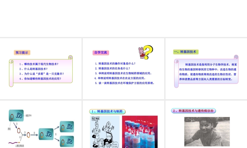 八年级生物下册 第25章 第2节《现代生物技术》课件 （新版）北师大版