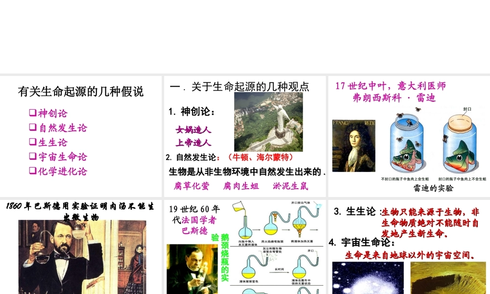 八年级生物下册 第7单元 生命的延续与进化 第23章 第1节《生命的起源》课件1 （新版）苏科版-（新版）苏科级下册生物课件