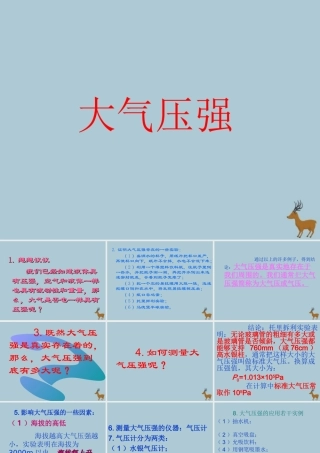 八年级科学上册 第2章 压力 压强 3《大气压强》课件2 （新版）华东师大版-（新版）华东师大版初中八年级上册自然科学课件