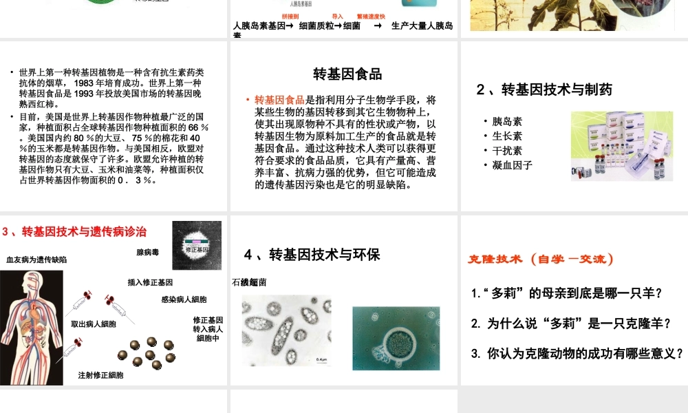 八年级生物下册 第25章 第二节 现代生物技术课件1 （新版）北师大版