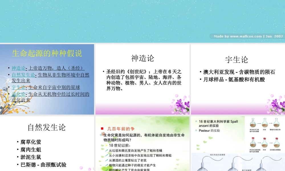 八年级生物下册 第7单元 生命的延续与进化 第23章 第1节《生命的起源》课件3 （新版）苏科版-（新版）苏科级下册生物课件