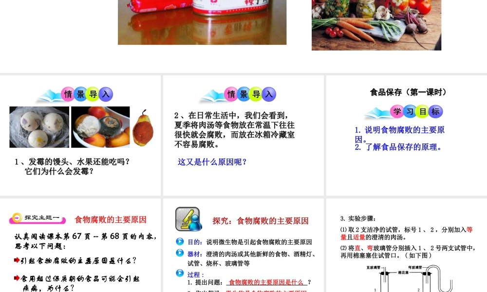 八年级生物下册 第九单元 生物技术 第二十三章 日常生活中的生物技术 第二节 食品保存课件1（新版）苏教版-（新版）苏教版初中八年级下册生物课件