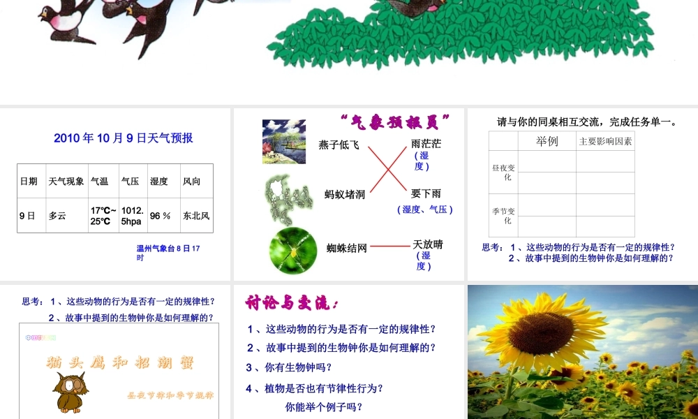 八年级科学上册 第一节环境对生物行为的影响课件 浙教版