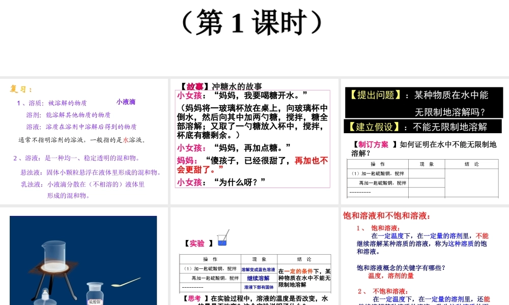 八年级科学上册 物质在水中的溶解第一课时课件 浙教版