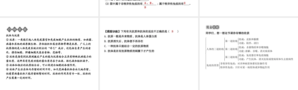 八年级生物下册 第八单元 第一章 第二节 选择健康的生活方（第1课时 人体的三道防线）课件 （新版）新人教版-（新版）新人教级下册生物课件