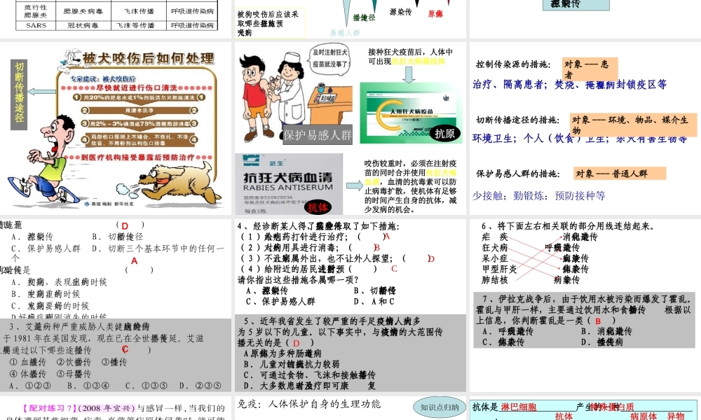 八年级生物下册 第八单元总复习课件 人教新课标版