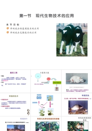 八年级生物下册 第九单元 生物技术 第二十四章 现代生物技术 第一节 现代生物技术的应用课件2（新版）苏教版-（新版）苏教版初中八年级下册生物课件