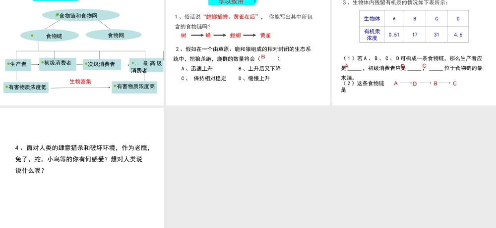 八年级生物下册 第六单元 第二章 第二节 食物链和食物网教学课件 （新版）济南版-（新版）济南版初中八年级下册生物课件