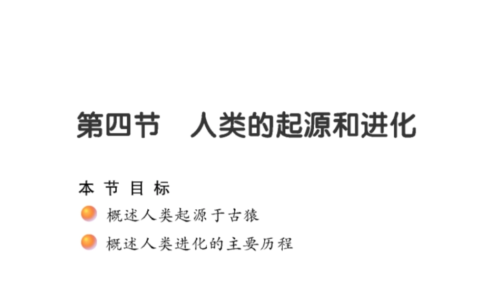 八年级生物下册 第7单元 生命的延续与进化 第23章 第4节《人类的起源和进化》课件4 （新版）苏科版-（新版）苏科级下册生物课件
