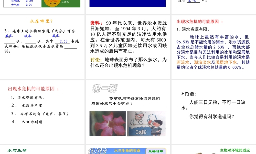 八年级科学上册《水在哪里》课件2 浙教版