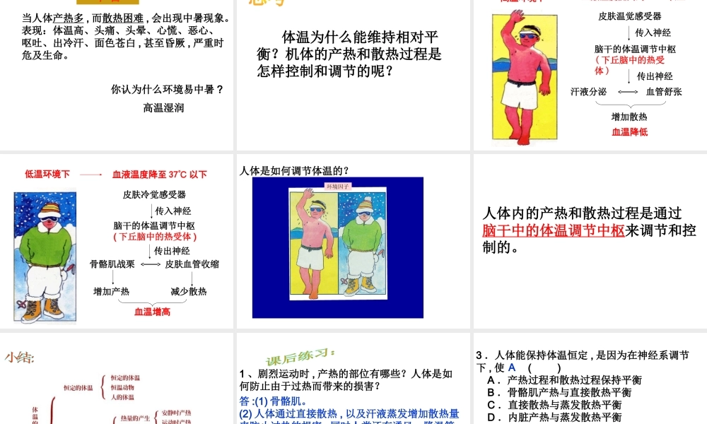 八年级科学上册《体温的控制》课件1 浙教版