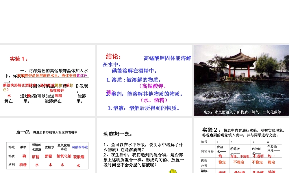 八年级科学上册《物质在水中的分散状况》课件2 浙教版