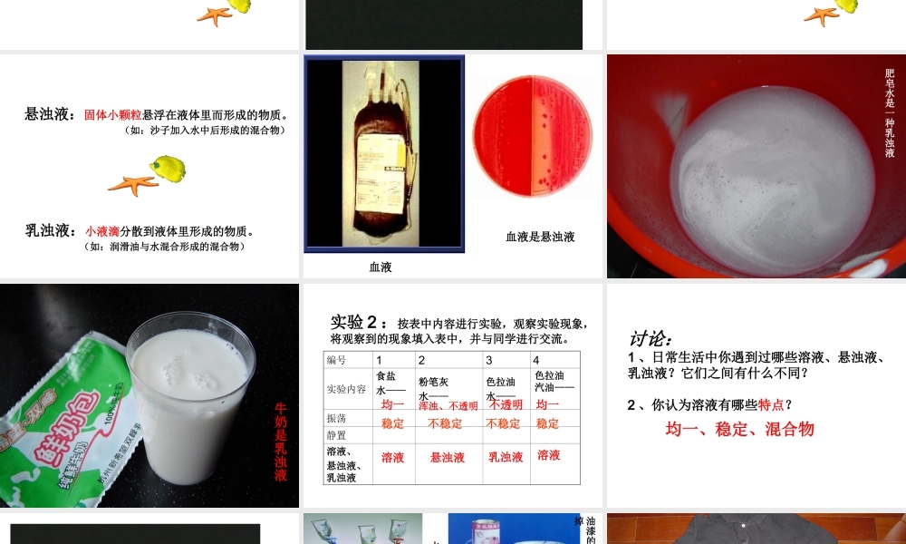 八年级科学上册《物质在水中的分散状况》课件9 浙教版