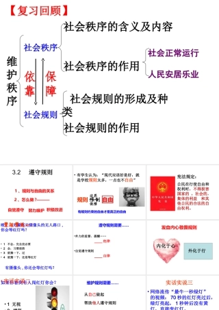 八年级道德与法上册 第二单元 遵守社会规则 第三课 社会生活离不开规则 第2框 遵守规则课件 新人教版-新人教版初中八年级上册政治课件
