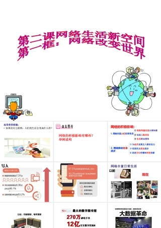 八年级道德与法上册 第一单元 走进社会生活 第二课 网络生活新空间 第1框 网络改变世界课件 新人教版-新人教版初中八年级上册政治课件