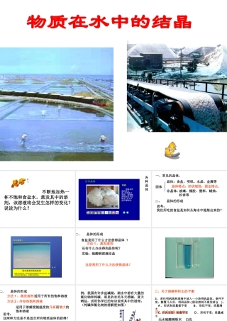八年级科学上册《物质在水中的结晶》课件10 浙教版