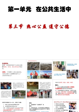 八年级道德与法治上册 第一单元 在公共生活中 第三节 热心公益 遵守公德课件 湘教版-湘教版初中八年级上册政治课件