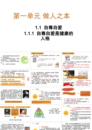八年级道德与法治上册 第一单元 做人之本 1.1 自尊自爱 第1框 自尊自爱是健康的人格课件 粤教版-粤教版初中八年级上册政治课件