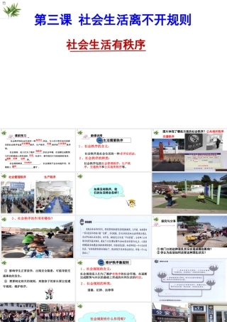 八年级道德与法治上册 第二单元 遵守社会规则 第三课 社会生活离不开规则 第1框 维持秩序课件 新人教版