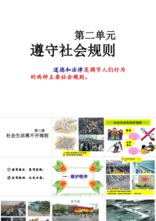 八年级道德与法治上册 第二单元 遵守社会规则 第三课 社会生活离不开规则 第1框 维护秩序课件 新人教版