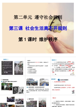 八年级道德与法治上册 第二单元 遵守社会规则 第三课 社会生活离不开规则 第1框 维护秩序课件3 新人教版-新人教版初中八年级上册政治课件
