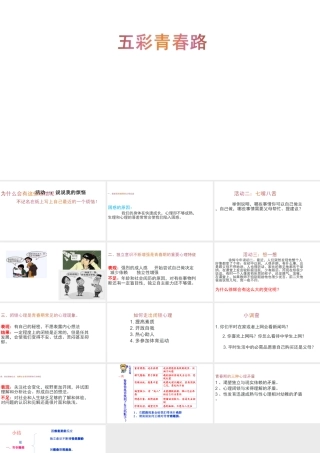 八年级道德与法治上册 第一单元 步入青春年华 第2课 感受青春律动 第2框 五彩青春路课件 北师大版-北师大版初中八年级上册政治课件