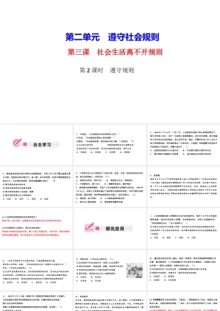 八年级道德与法治上册 第二单元 遵守社会规则 第三课 社会生活离不开规则 第2框 遵守规则作业课件 新人教版-新人教版初中八年级上册政治课件