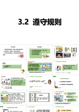 八年级道德与法治上册 第二单元 遵守社会规则 第三课 社会生活离不开规则 第2框遵守规则课件 新人教版-新人教版初中八年级上册政治课件