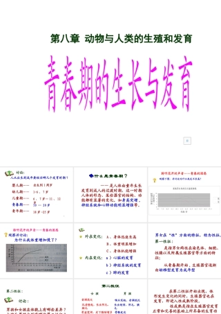 八年级科学下册 第八章 动物和人类的生殖与发育 2.青春期的生长与发育 课件华东师大版