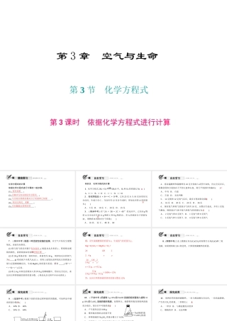 八年级科学下册 第三章 第3节 化学方程式 第3课时 依据化学方程式进行计算课件 （新版）浙教版-（新版）浙教版初中八年级下册自然科学课件