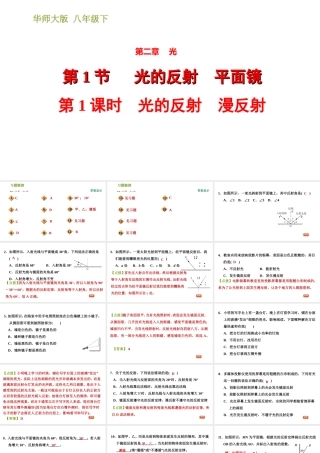 八年级科学下册 第2章 光 2.1.1 光的反射 漫反射习题课件 （新版）华东师大版-（新版）华东师大版初中八年级下册自然科学课件