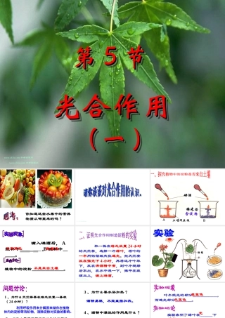 八年级科学下册：第2章第5节 光合作用课件（第一课时）（浙教版）