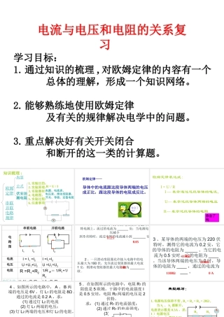 八年级科学下册 电流 电压 电阻的关系 复习课件 华东师大版