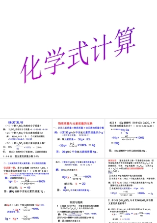 八年级科学下册 化学式的计算（专题） 课件 浙教版